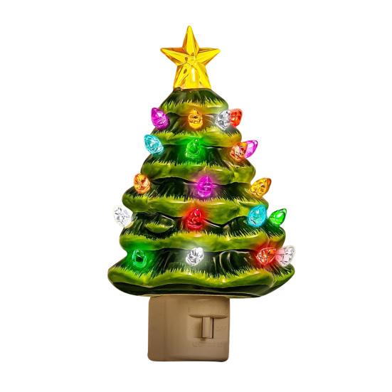 

Втычной ночник в виде рождественской елки, вращающийся на 360 градусов, навершие в виде звезды, светодиодная лампа для розетки, украшение для гостиной и спальни Christmas Tree