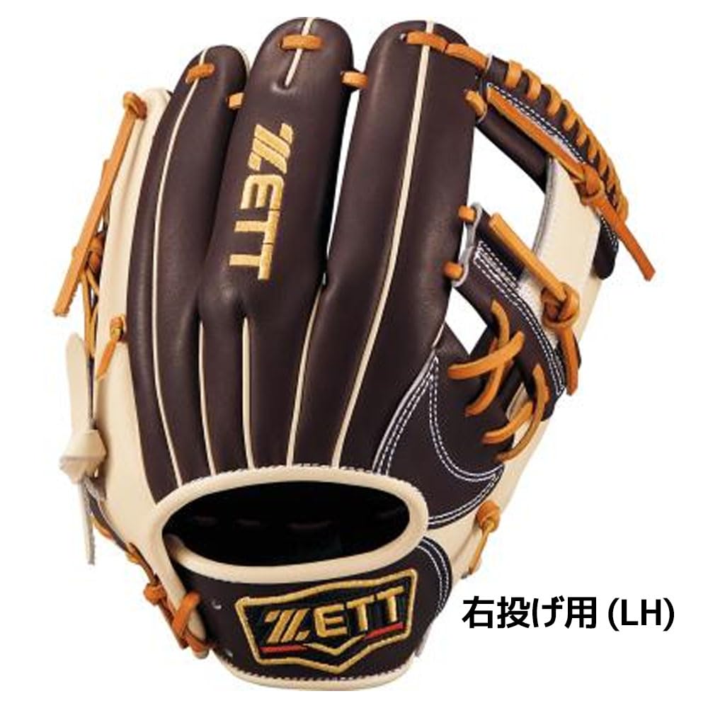 ZETT Pro Status SCE Soft Baseball Glove for Second and B Size 4 Shortstop, Brown/Pastel (3732), (BRGB32576F)