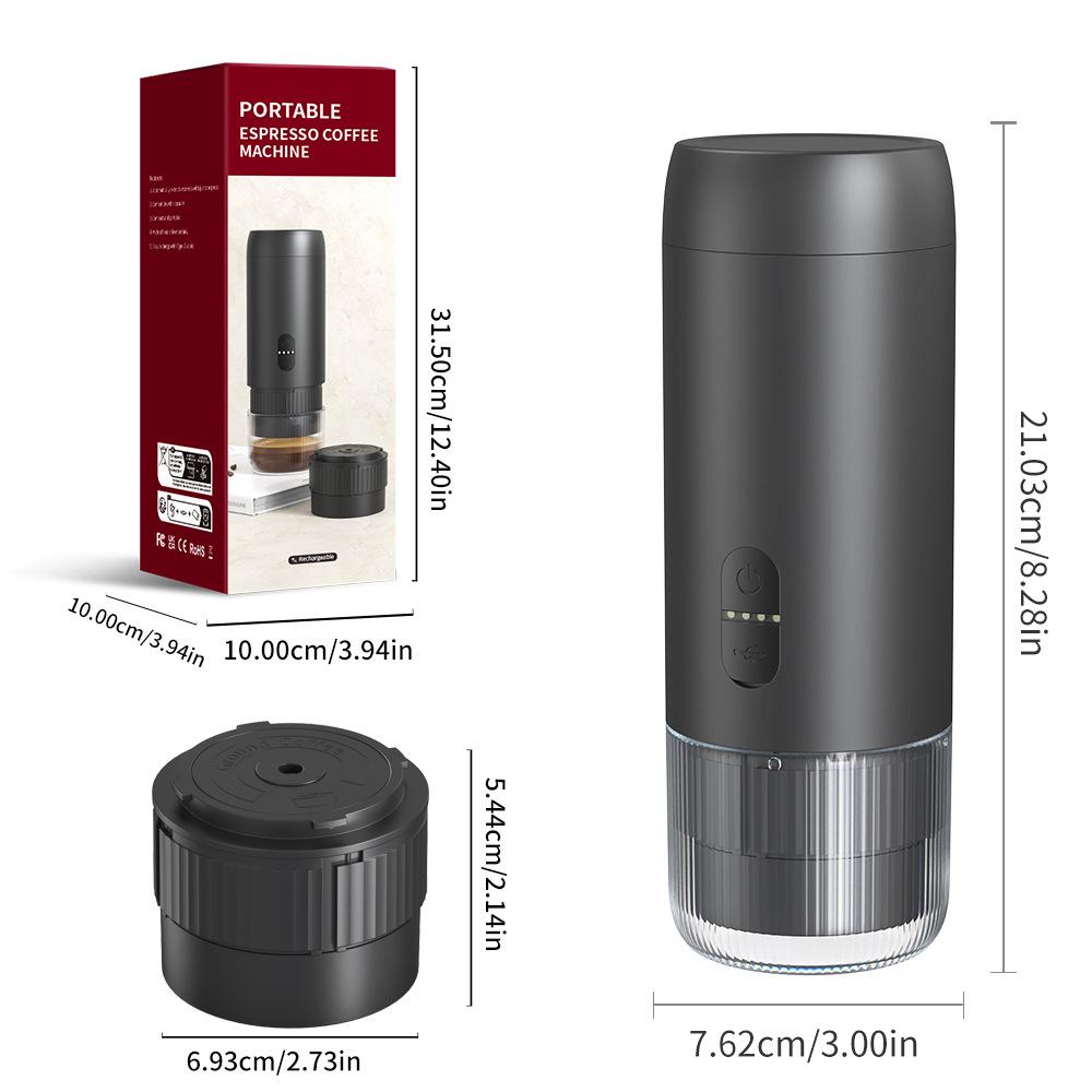 Portable Electric Espresso Machine for Travel, Car & Home - Stainless Steel with Powder Container