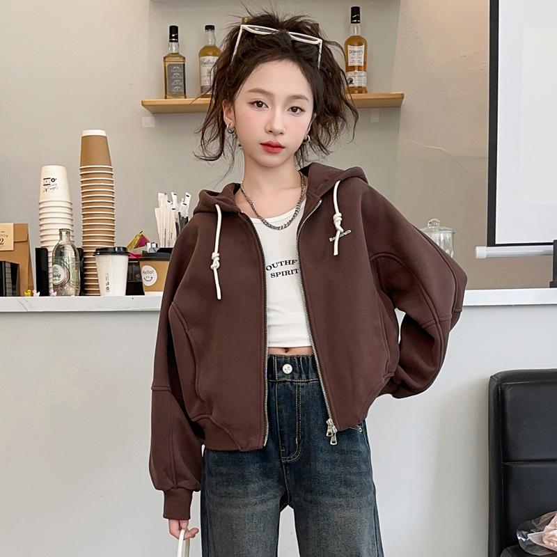 Spring 2025 Girls' Fashion Sweatshirt Jacket - Stylish Children's Top for Spring & Autumn