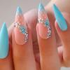 24Pcs Plum Blossom Stiletto False Nails Full Cover Manicure Tool Wearable Fake Nails Detachable Almond Nail Tips Press On Nails