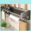 Modern Steel Kitchen Wall Organizer With Knife Slots And Hooks For Home Storage