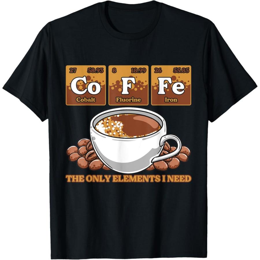 Funny Barista Scientist Coffee Periodic Table Of Elements T-Shirt XXXXXL чёрный