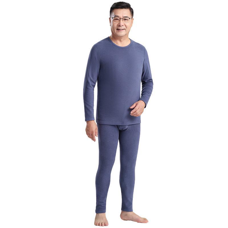 Men's Thermal German Velvet Underwear Set: Antibacterial, Round-Neck, Large Size, Ideal for Middle-Aged and Elderly