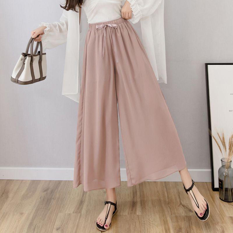 Frühlings-/Sommer Chiffon Weitbein Culottes für Übergrößen Damen - Lässig & Locker geschnitten