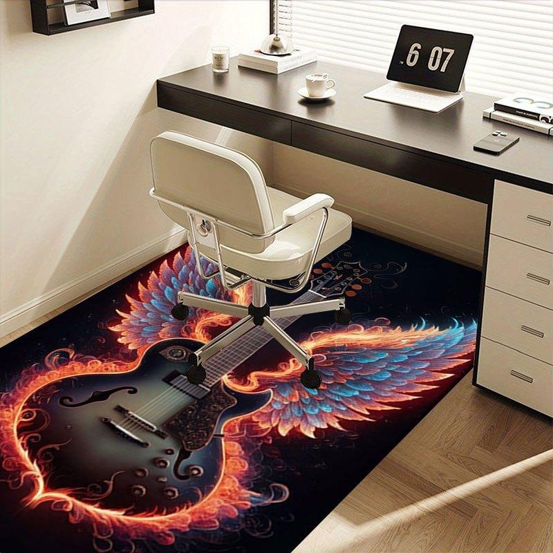 "Angel Wings Electric Guitar - Flame Design"Office Mat Home Decor Office Desk Chair Carpet for office ph83