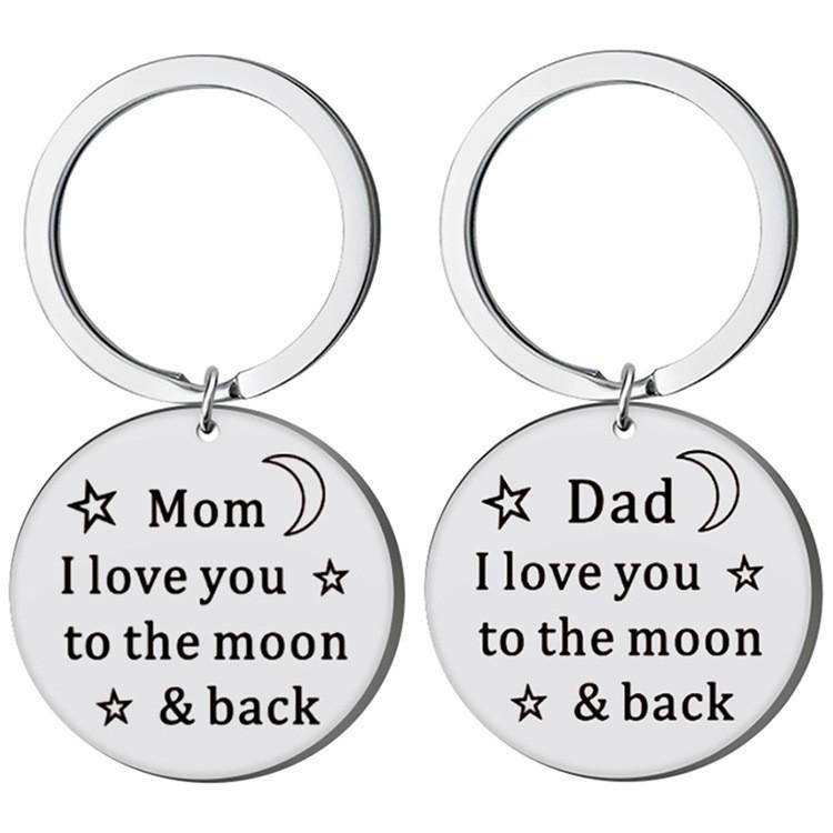 Elegant I Love You Dad Mom Stainless Steel Keychain Perfect For Birthdays And Special Occasions