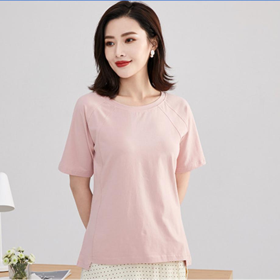 Spring New Short-sleeved Ins Korean Version T-shirt Girls Round Neck Casual Printed Tops Fashionable and Cute Women's Clothing