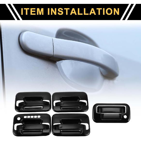

1 Set Door Handle Bowl Cover Tailgate Door Handle Cover for Ford F-150 2004-2014 Car Door Handle Protector with Keypad ABS Black