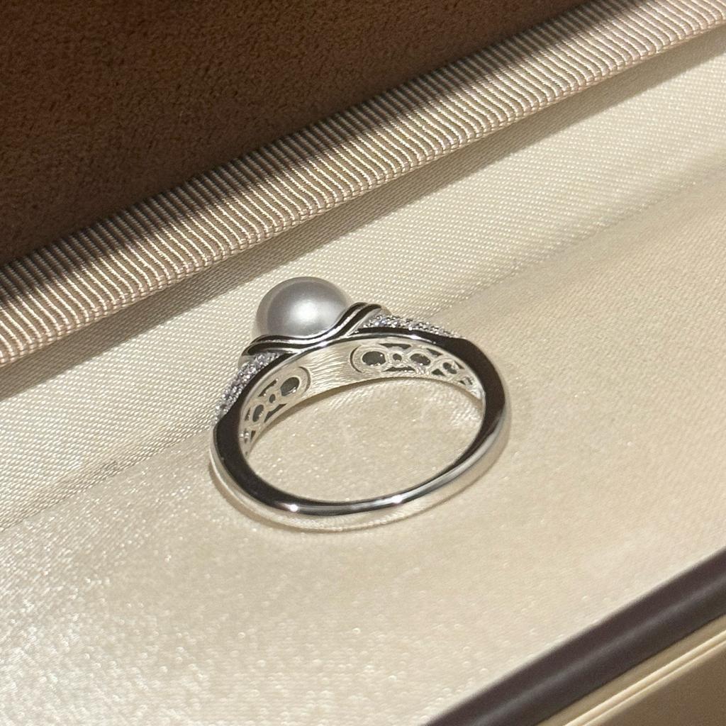 New Vintage 100% Pure 925 Sterling Silver Rings Aaa Zircconia Peal Ring For Women Luxury Wedding Jewelry