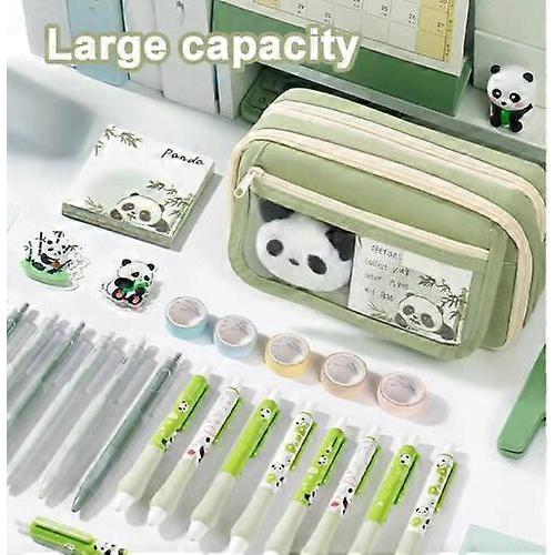Large Capacity Cute Panda Pencil Case - Aesthetic Pencil Pouch with Zipper for Adults,Panda Pencil Case,Cute Pencil Pouch,Large Capacity Pen Bag,Aesth