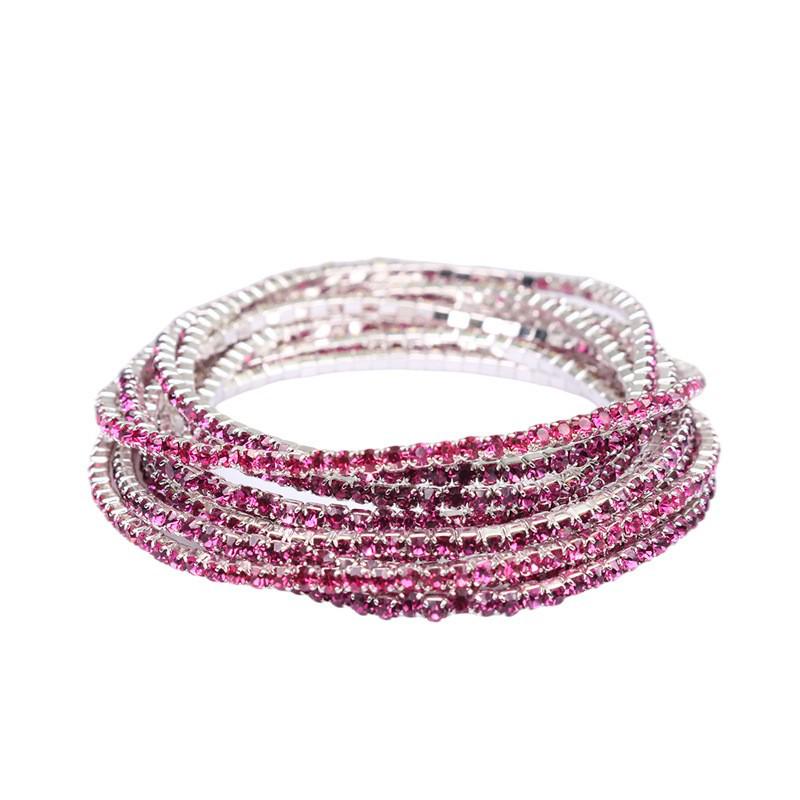 European & American Style Colorful Zircon Diamond Elastic Tennis Bracelet