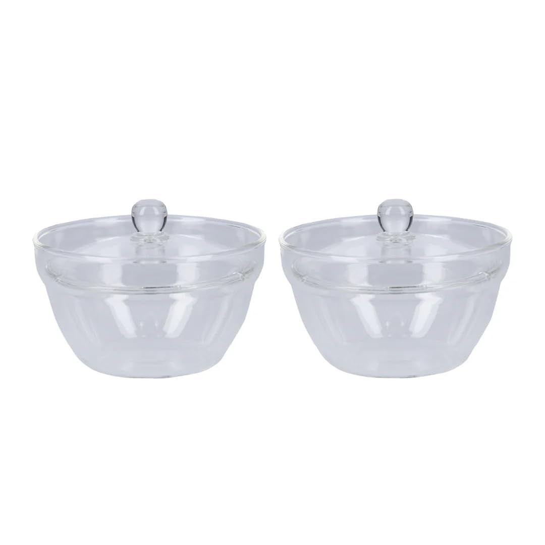 HARIO Glass Microwave Set of Microwave and Dishwasher Made in Perfect for Chawanmushi Side and Microwave Includes Bowls, 2, Safe, Japan, (Steamed