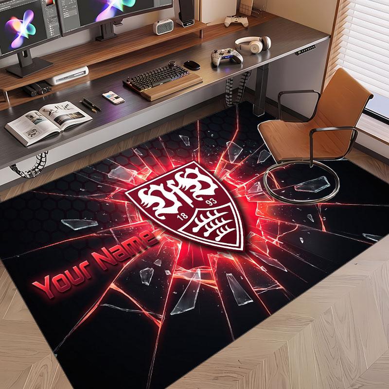 Custom Rug VfB Stuttgart FC Pattern Print Name Text Soft Non‑Slip Floor Carpet for Home Indoor Decoration