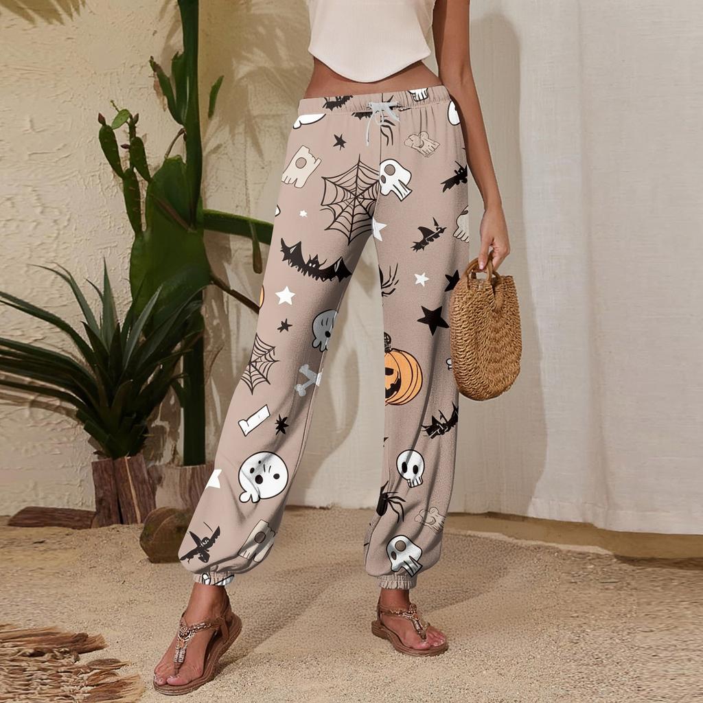 Women's Halloween Print Joggers Drawstring Elastic Waist Tapered Leg Casual Sweatpants