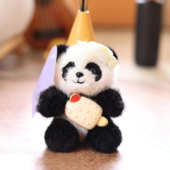 Doll Pendant Keychain Cartoon Panda Shape Plush Doll Key Holder Lightweight Keychain Decorative Bag Accessory