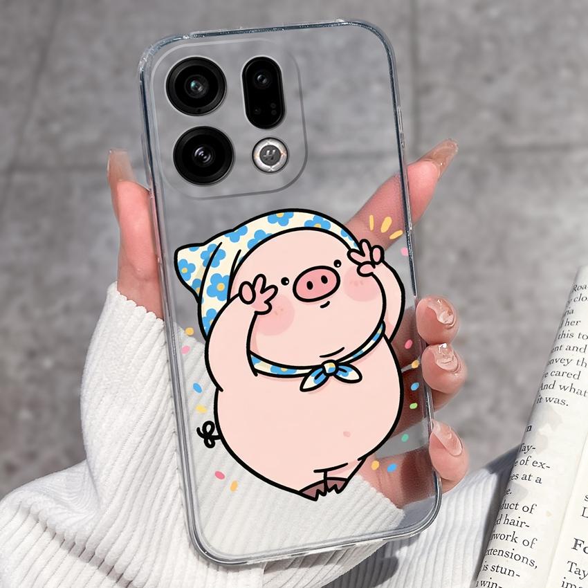 For Oppo Find X9 X8 X7 X5 Pro X2 Lite Reno8 Pro Pro+ Phone Case Black Cat Wine Glass Patterns Transparent TPU Protection Covers For Oppo Bumper Casing