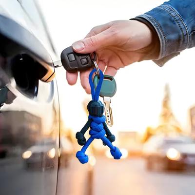 Braided Rope Keyring Skeleton Soldier Backpack Pendant Keychain with Helmet Design Portable Lightweight Keyring