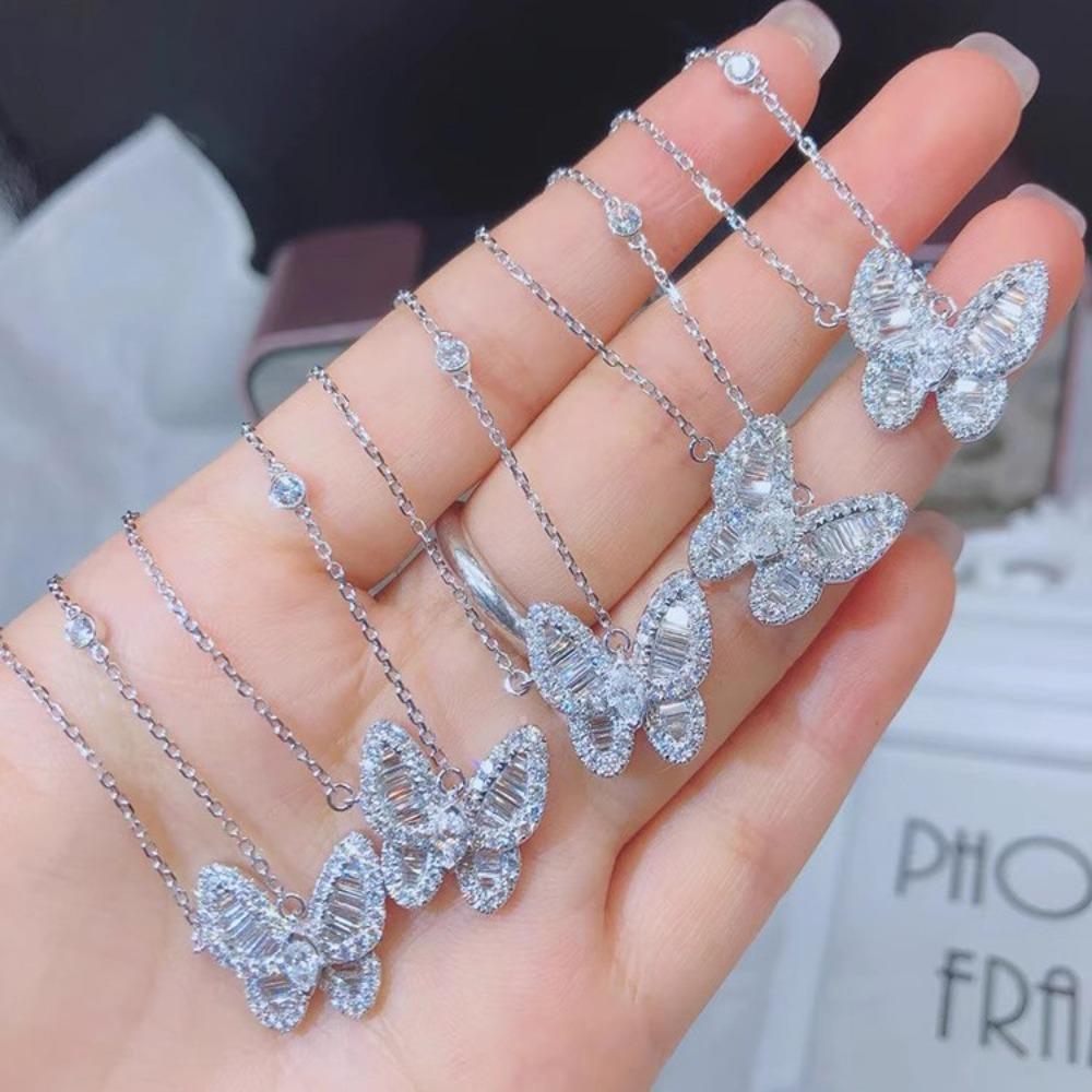 Elegant Butterfly Necklace for Women Luxe Design with Full Diamond Pendant Fashion Collarbone Chain Trendy Jewelry