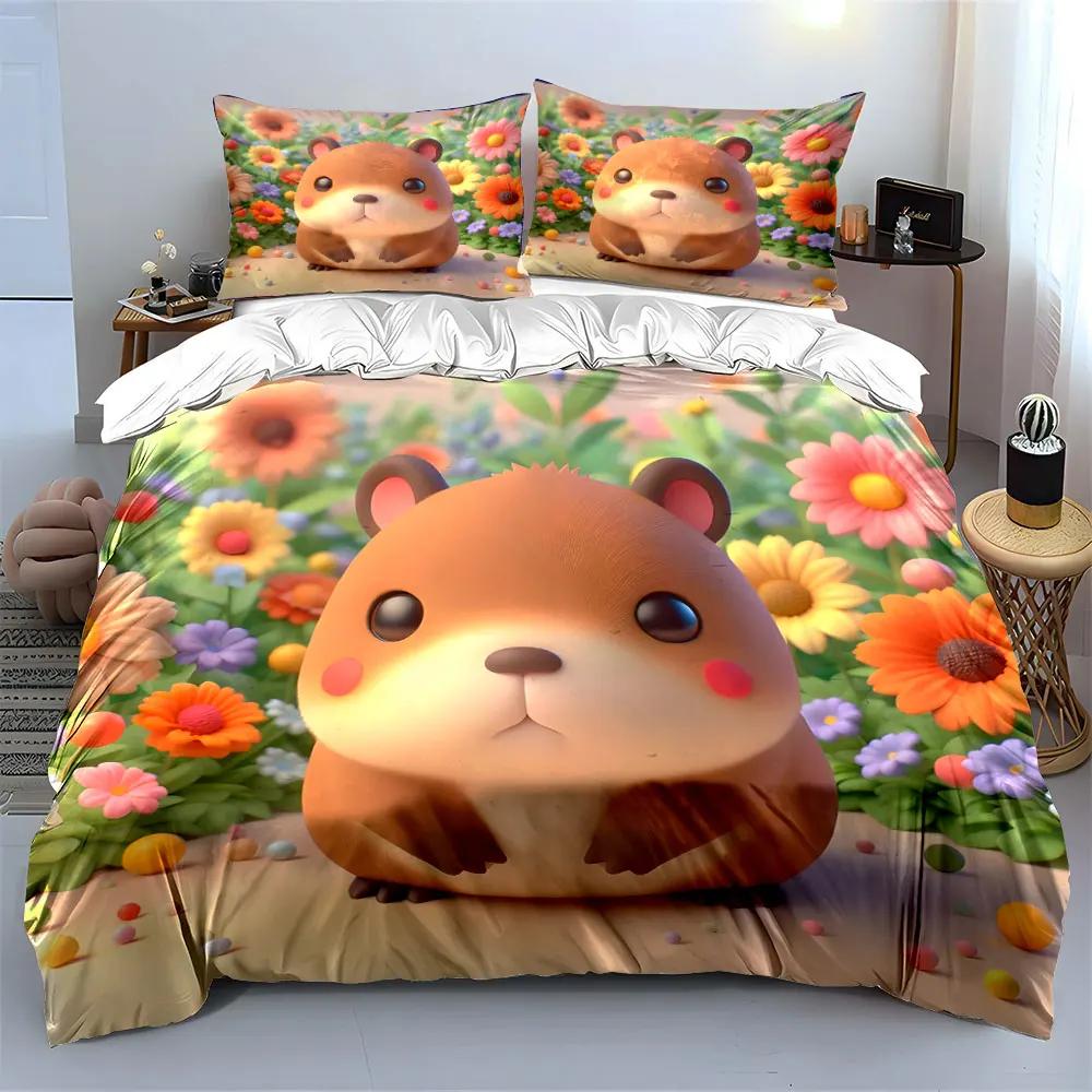 Cute Hamster Toy Set Decor Soft Comfortable Duvet Cover Bedding Set Included 1*Duvet Cover & 2*Pillowcases Gift