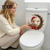Cute Lamb Toilet Art Christmas Sheep Stickers, Self-Adhesive Lid Decals, Waterproof PVC Bathroom Decals Xmas Decor for Tank Tile Home Holiday