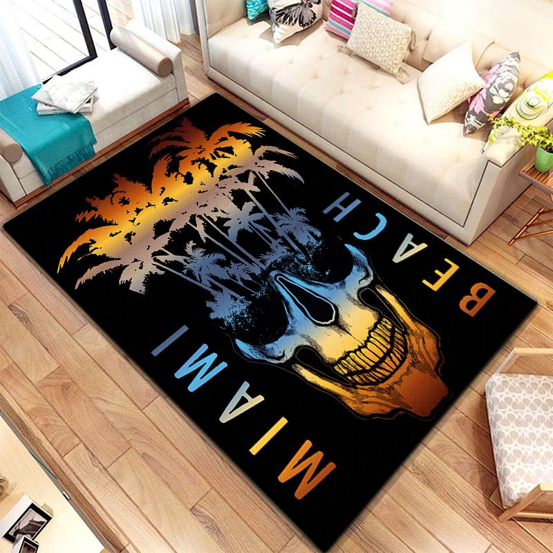 Vintage prydnadsskallar Rosmönster matta för mattor i vardagsrummet Camping Stranger Things Picknickmatta Anti-halk E-sportmatta