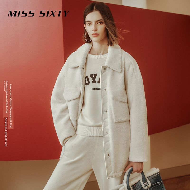 

[90% пух] Miss Sixty пуховик Верхняя одежда Женская Лацкан Свободный плечо Ленивый Золотой стиль Элегантный Классический Rice White XS