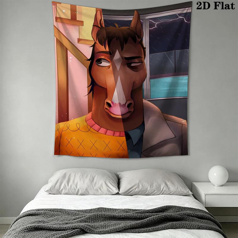 BoJack Horseman Gobelin Ścienny Estetyczny Dekor Ścienny Drukowany Materiał Kocyk Dekoracyjne Gobeliny do Sypialni Salonu Wystrój Domu