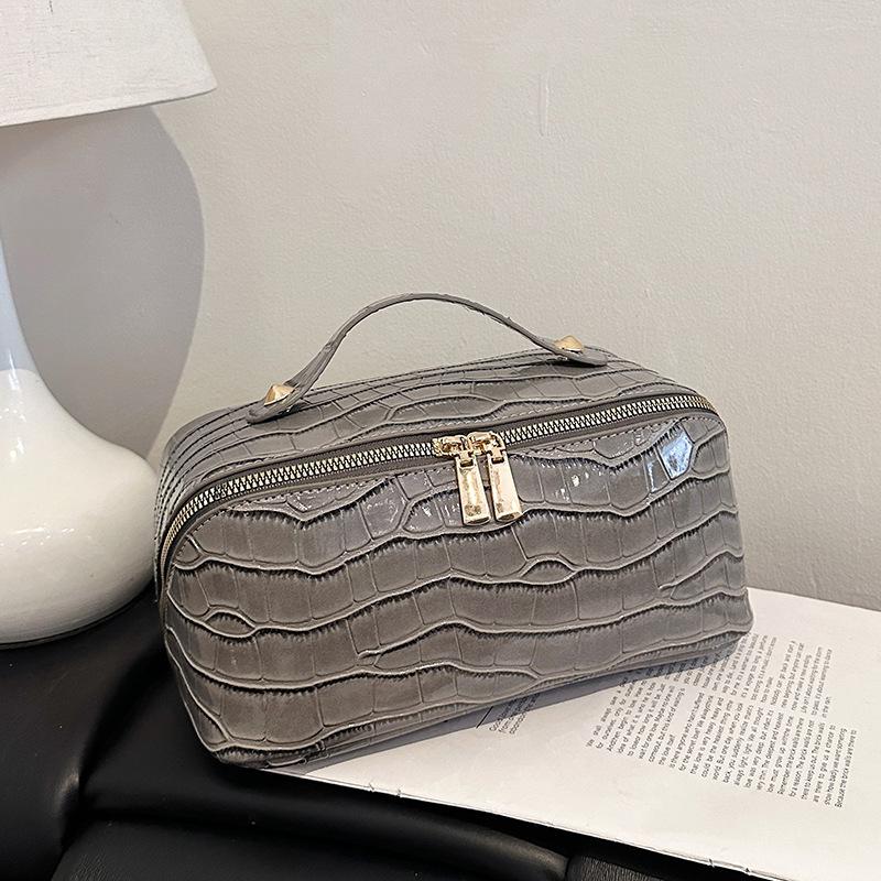 Pu Leather High-end Alligator Leather Pattern Cosmetic Bag Large-capacity Cosmetic Storage Bag 2026 24*12*12CM темно-серого