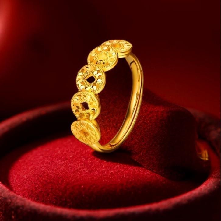 Suibingbing Women s Retro Adjustable Gold Five Emperors Coin Ring Adjustable золотой