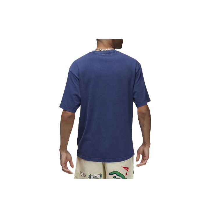 Jordan SoleFly Collaboration FW23 Embroidered Logo Crew Neck T-Shirt Men Tops Blue FQ3802-410