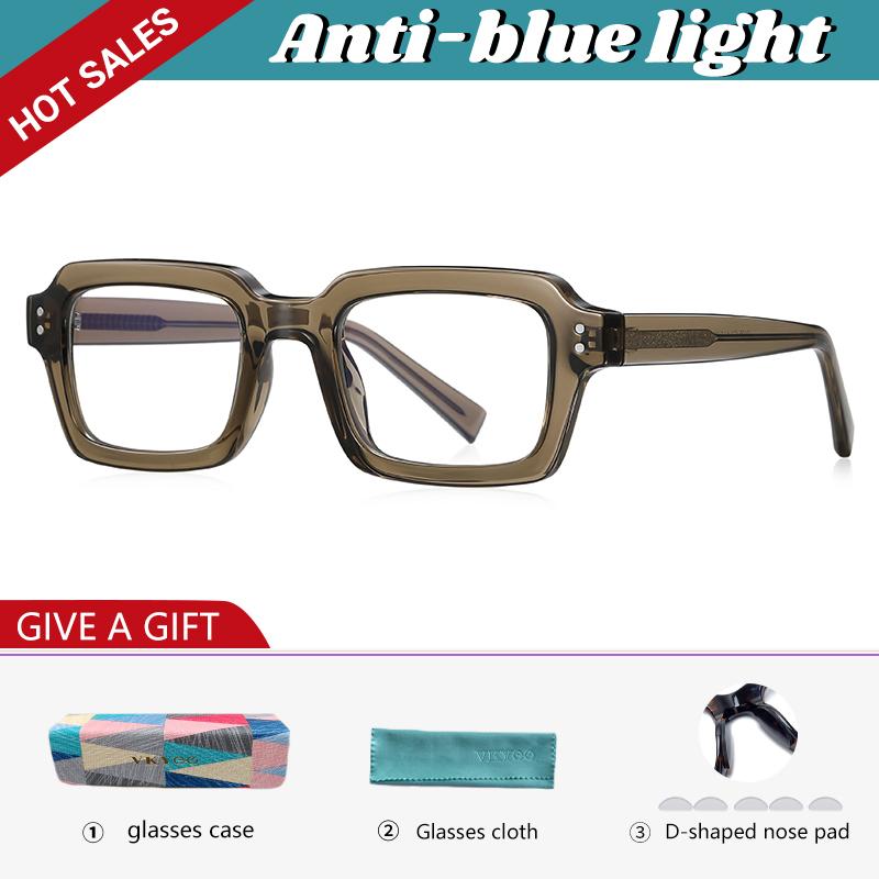 GENEVIEVE Simple Geometric Square Box Photochromic Anti-blue Light Glasses Polarized Sunglasses Can Be Customized Prescription
