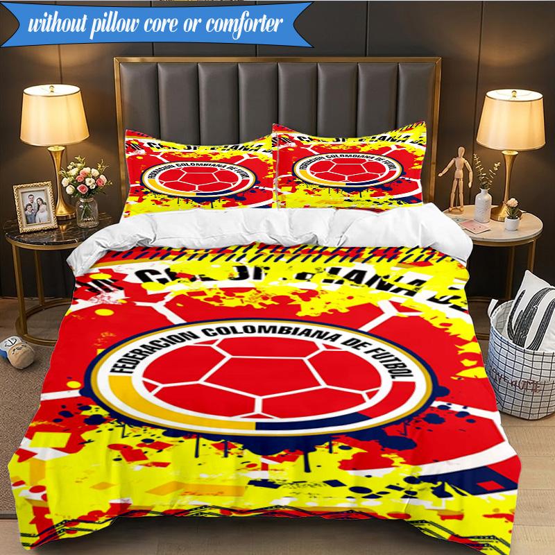 Colombian National Football Team 3pcs Bedding,Including 1pc Duvet Cover And 2pcs Pillowcases Perfect for Christmas,Ideal for Bedroom, Dormitory