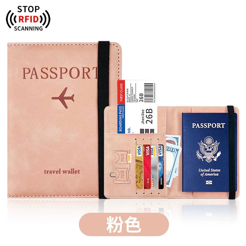 

Жіночі Чоловічі RFID Вінтажні Ділові Обкладинки для Паспорта Тримач RFID Блокування Шкіряний Чохол для Картки Обкладинка для Паспорта Гаманець Дорожні Аксесуари рожевий