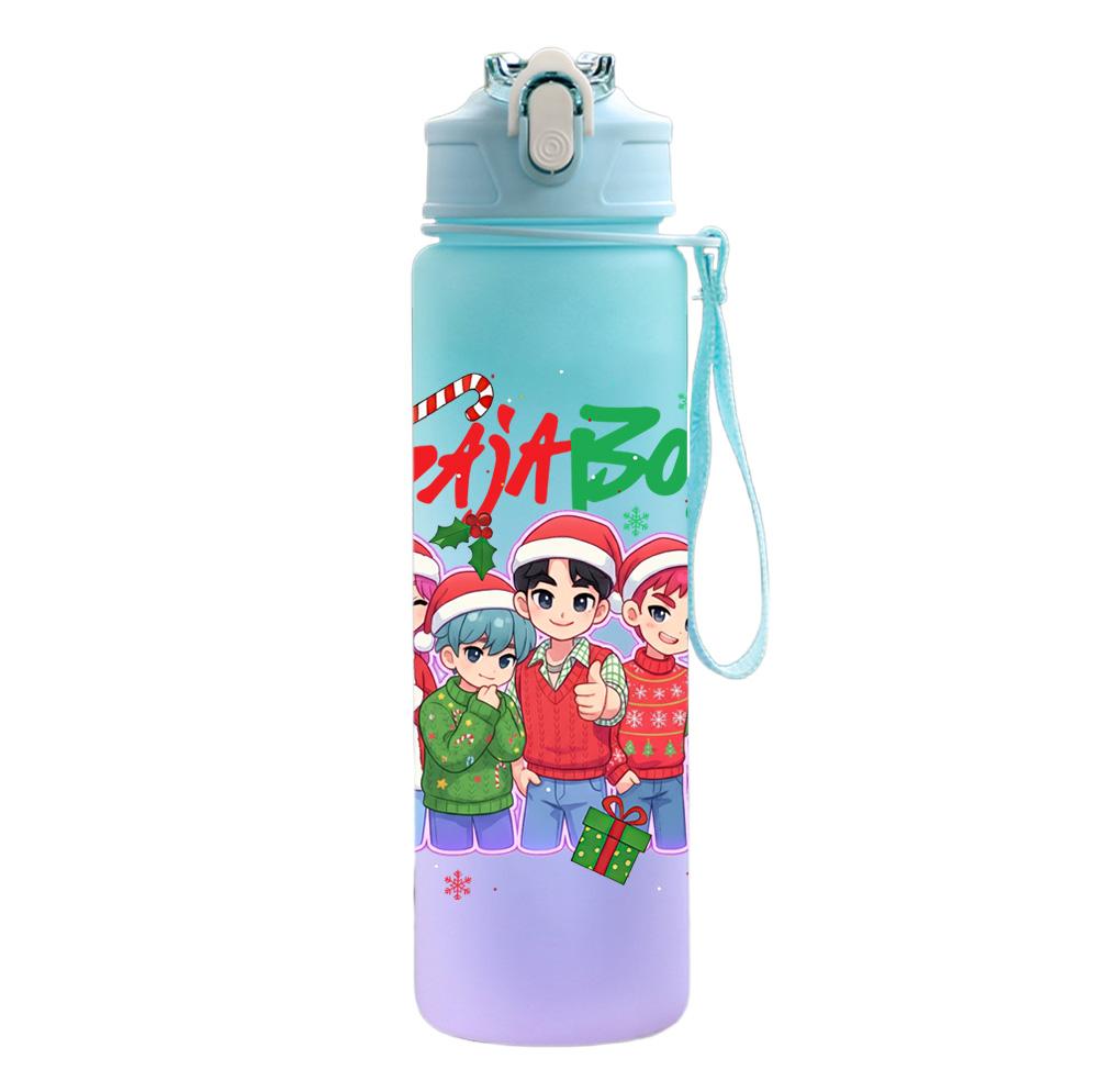 750Ml Water Bottle Cartoon Christmas K-Pop Demon Hunters Printed Large Capacity Drinking Cup Portable Outdoor Sports Water Cup Children Kid Gift