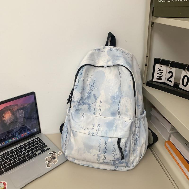 Schoolbag Chinese style schoolbag men's new simplicity junior high school backpack college student large capacity tie-dye backpack
