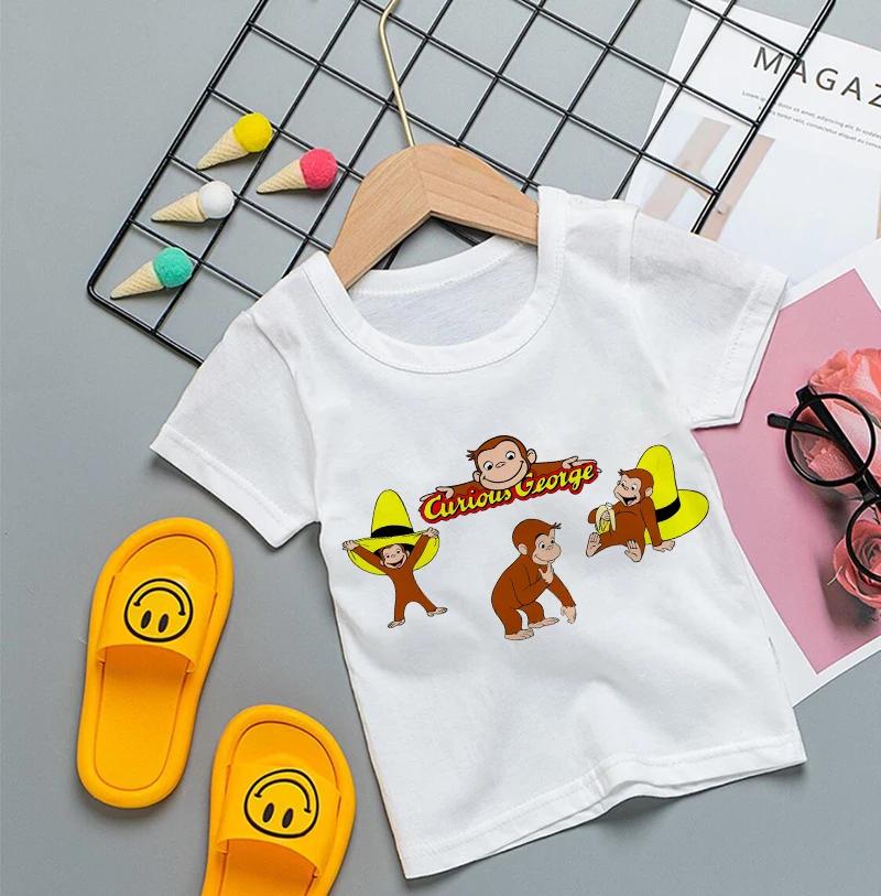 2026 Hot Sale Cartoons Baby Boys T Shirt Curious George Cartoon Print Kids TShirts Funny Monkey Children Girls Tops Clothes