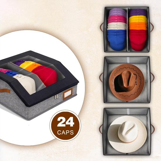 Hat Organizer with Clear Window Lid Flip Access Design Stackable Adjustable