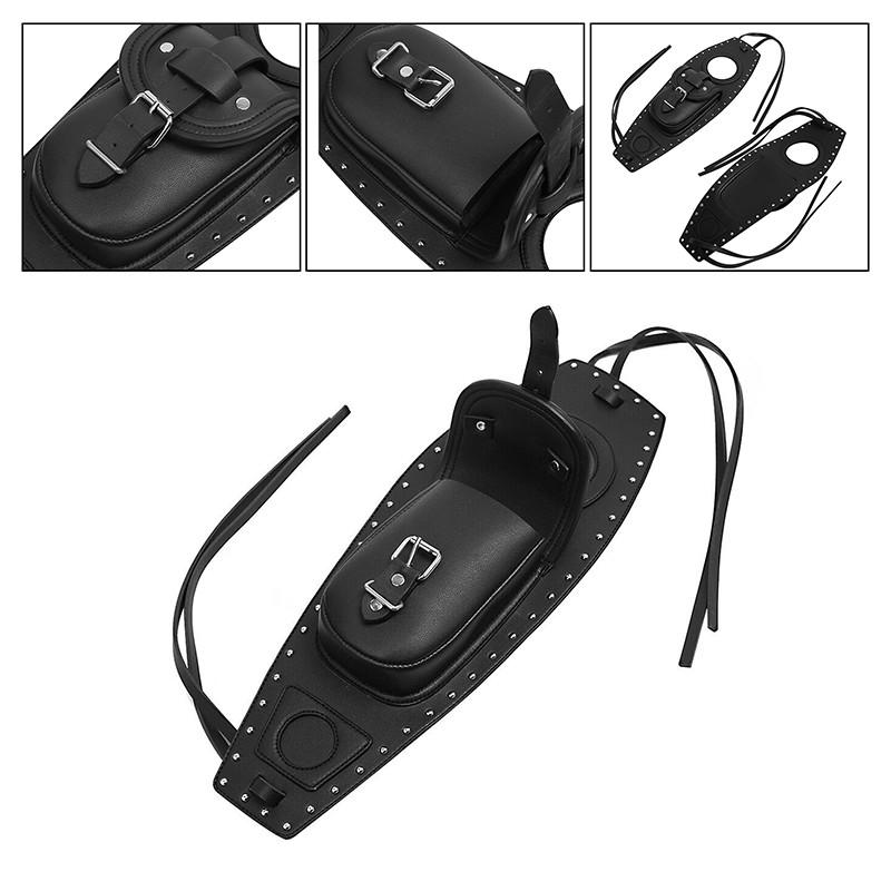Motorcycle Front Black Leather Oil Fuel Tank Cover Storage Bag For Harley Sportster Iron XL 883 1200 Forty Eight