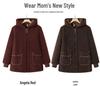 Mom's Plus Size Lambswool Hooded Jacket - Velvet Thickened Winter Coat for Middle-Aged & Elderly Women