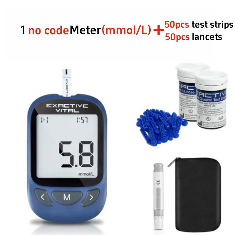 EXACTIVE VITAL Blood Glucose Meter with Test Strips and Collection Needles for Export