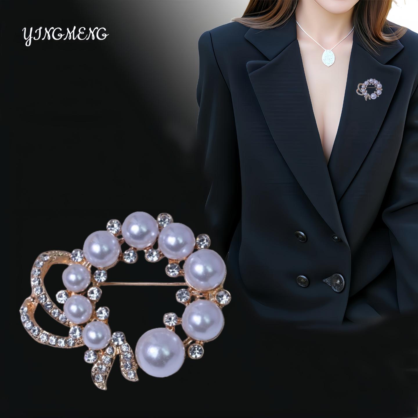 Японская и корейская цветочная брошь с жемчугом: Элегантная женская булавка-корсаж с пряжкой против обнажения