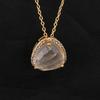 Rose Quartz & White Topaz Pendant 925 Sterling Silver Gold Plated Gift for Her