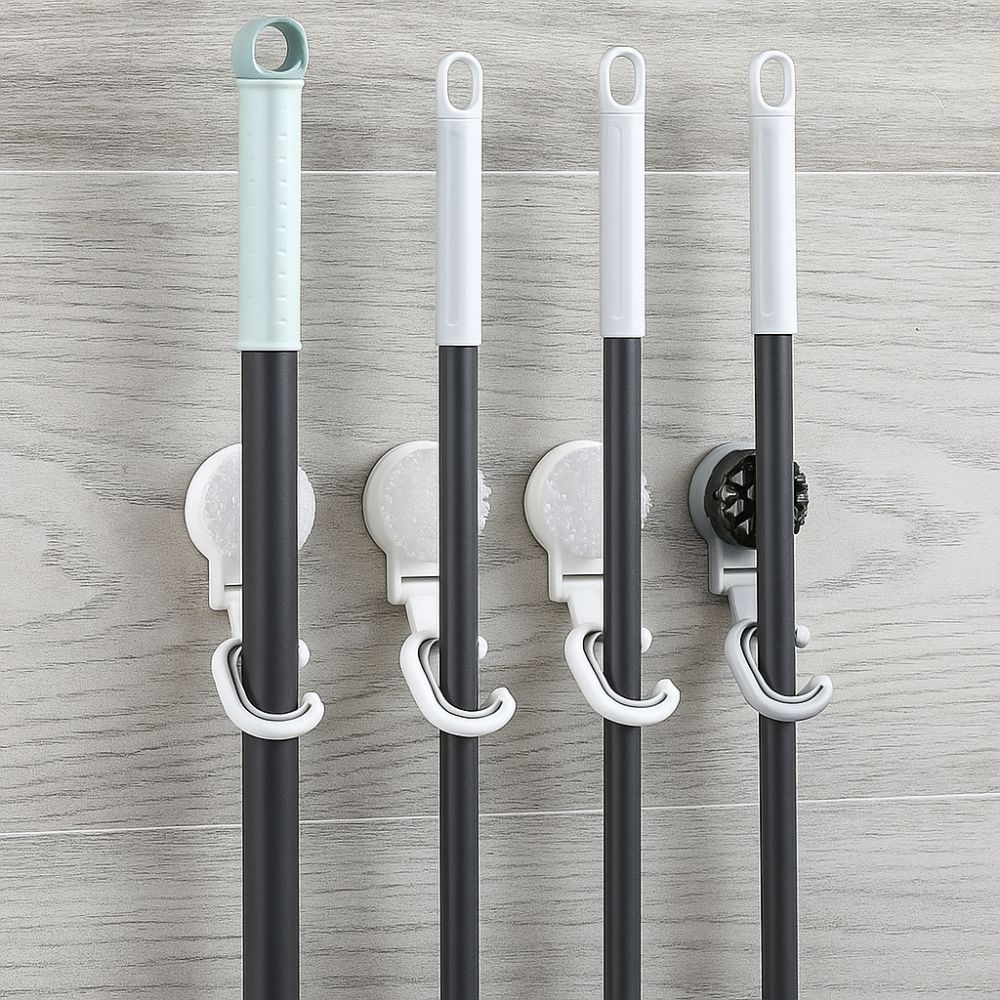 3pcs Wall Hanging Mop Storage Rack Strong Holder Mop Organizer Broom Holder  Bathroom Storage