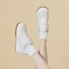 Leather platform spring new lace-up comfortable casual heightening board shoes