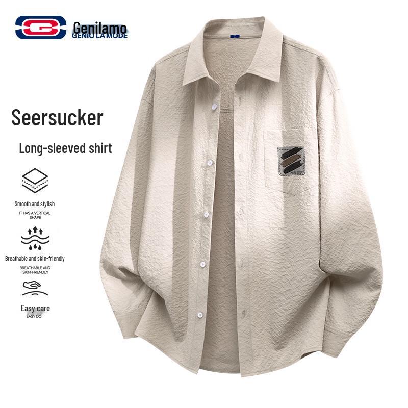 

Мужская повседневная рубашка с длинным рукавом на пуговицах GENIOLAMODE M