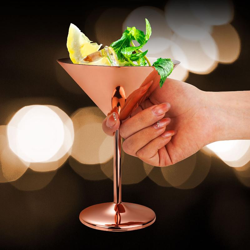 1 Stück Edelstahl Martini Cocktailglas Champagnerkelch Weinglas Roségold Personalisierbares Design Metallutensilien