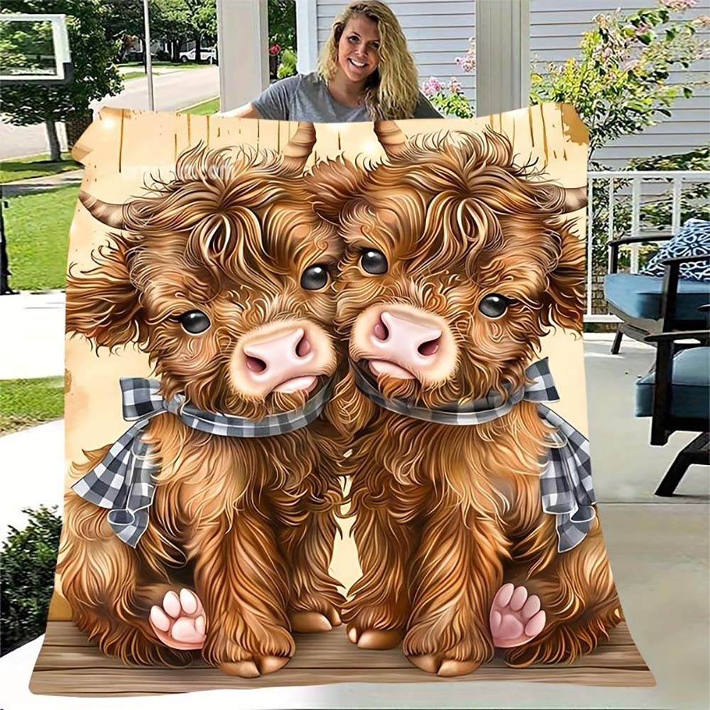 1Pc  Vintage Pets Family Gathering Throw Blanket Warm Soft Cozy Flannel Blanket For Cat Dog Lovers Home Decor