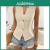 Fashion Womens Casual Spring Summer Solid Color Print Sleeveless Vneck Blouses Shirts