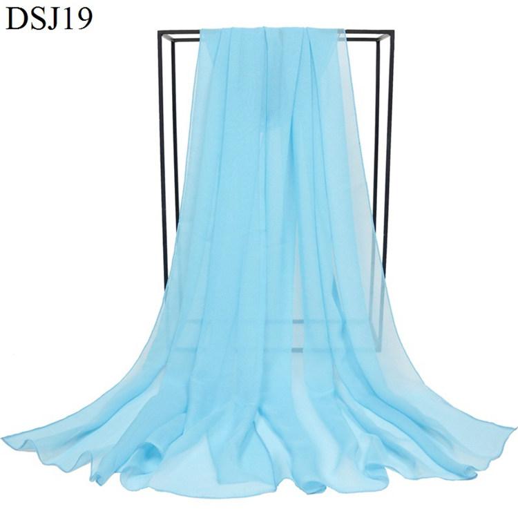 New Pure Color Georgette Silk Scarf Women Monochrome Red Scarves Sun Shawl Female Catwalk Training Dance Wraps